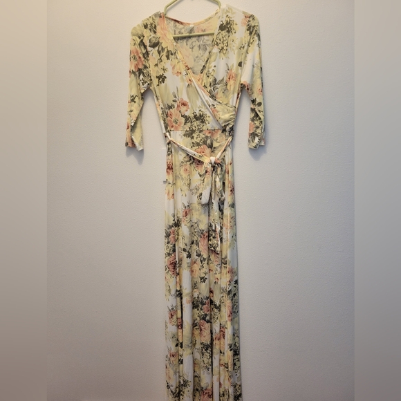 Pinkblush Cream and Pink Wrap Maxi Dress - Picture 9 of 9